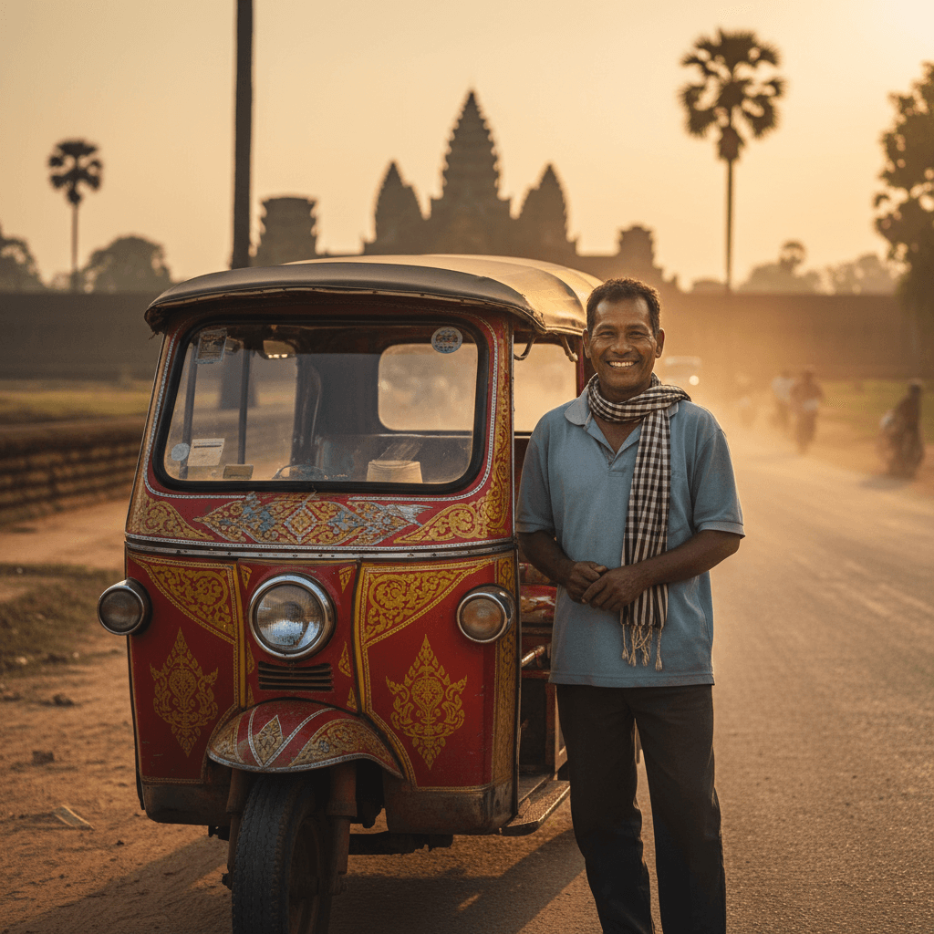 Local Siem Reap driver with traditional tuk tuk